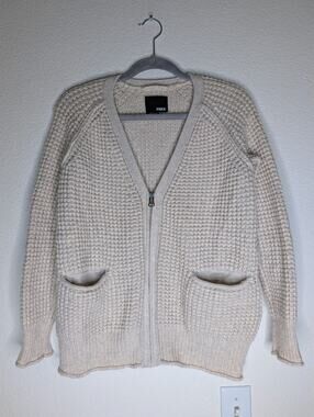 Aritzia Wilfred Free Wool Alpaca Blend Zip Quilted Chunky Knit Cardigan XS Luxe